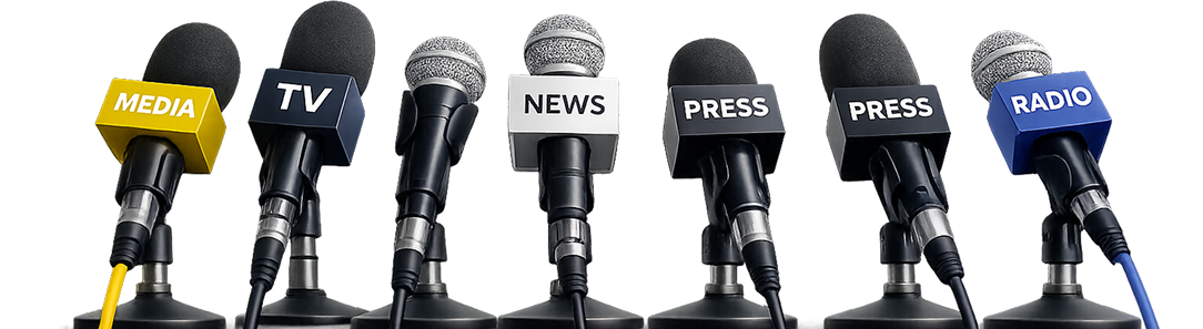 Press, radio, TV, news, and media microphones